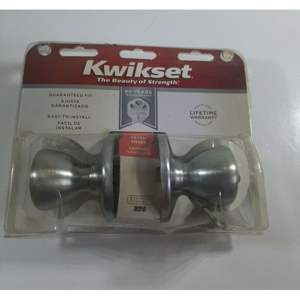 KwickSet 94002-441 Silver Keyed Entry Lockset Interior Door Knobs